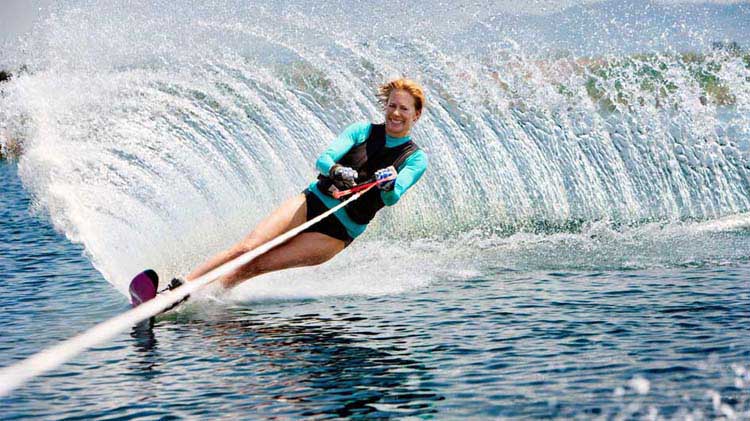 Person safely using water skis