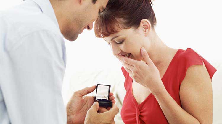 Man proposing with ring.