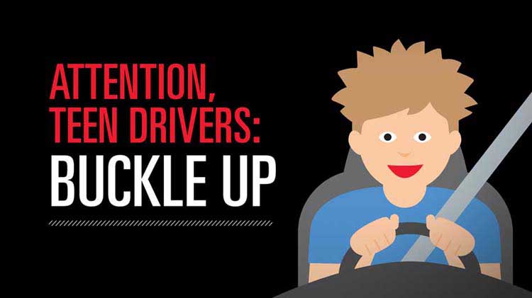 Teen driver learning about seat belt safety