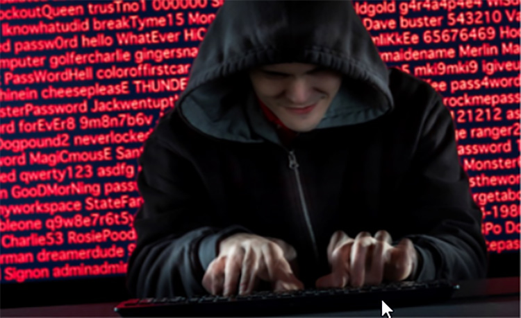 A man attempting to hack into accounts using a credential stuffing tool with usernames and passwords