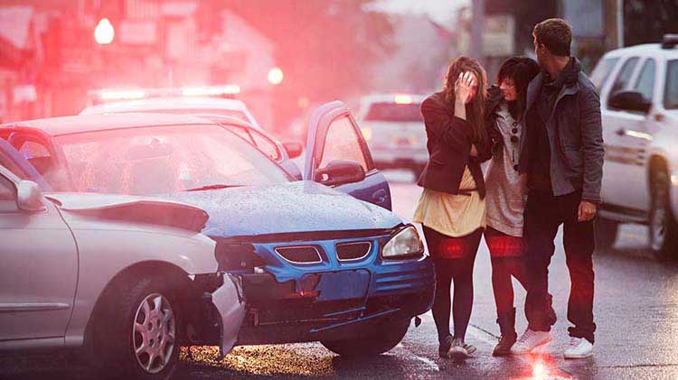 Young people involved in a car crash.