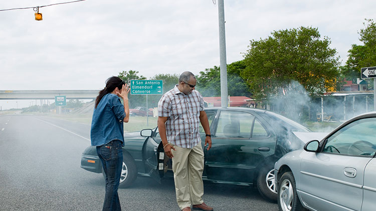 Drivers react to their auto accident.