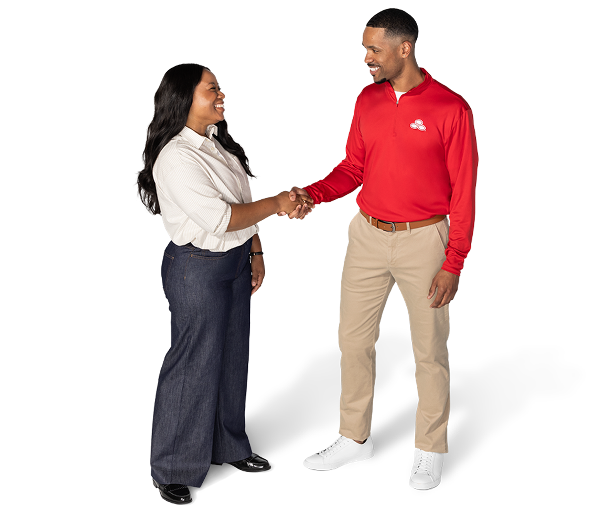 Agent shaking hands with a customer