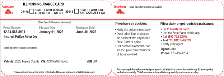 Illinois Insurance Card
