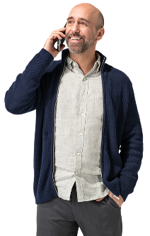 Man on cell phone looking left