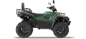 Vista lateral de un ATV verde.