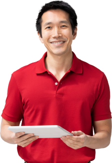 Image of agent wearing a red shirt