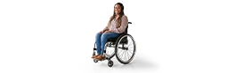 A woman in a wheelchair.