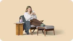 Woman in chair on phone